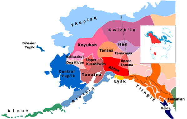 Alaskako hizkuntzen mapa.