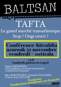 Stop TAFTA mintzaldi-elkarrizketa Ziburun