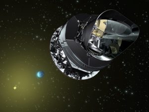 Planck teleskopioa  2009an jaurti zuten, eta Lurretik milioi eta erdi kilometrora dago. (Irudia: ESA). 
