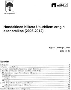 'Hondakinen bilketa Usurbilen: eragin ekonomikoa (2008-2012)' txostenaren lehen orria